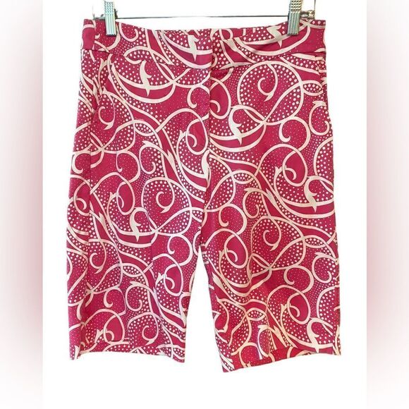 Melly M S 8 Pink Swirl Pattern Side Pickets Resortwear Summer Bermuda Shorts - Picture 1 of 5